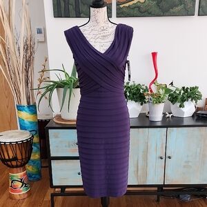 NEW - Adrianna Papell Eggplant Purple Ribbed Midi Dress